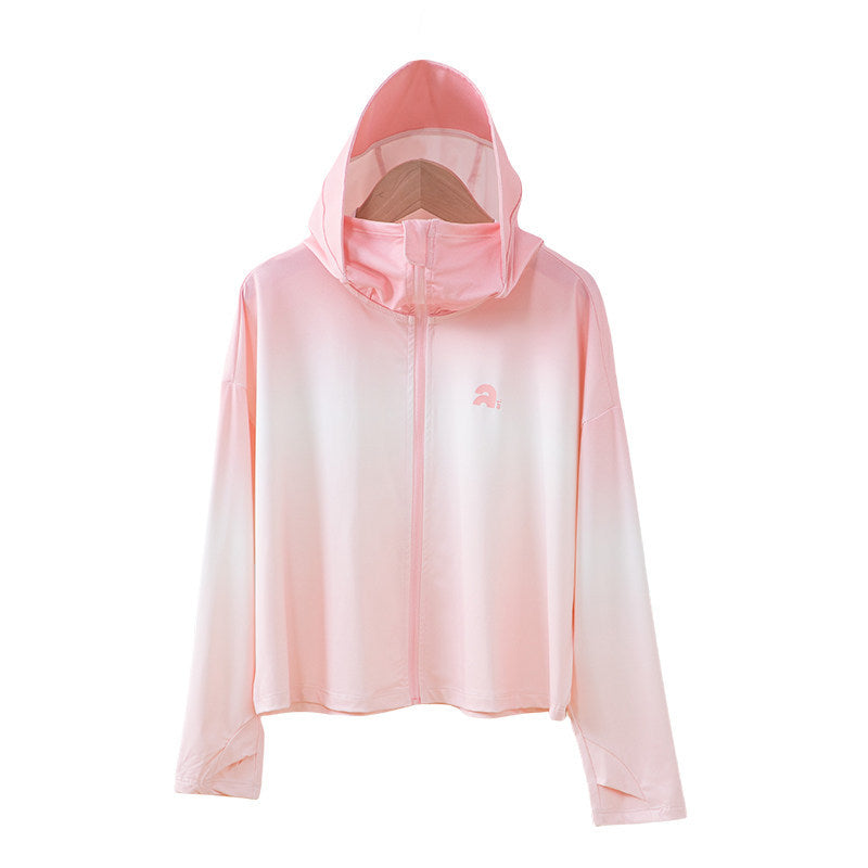 Damen nan leichte Kapuzenjacke mit UV-Schutz, schnell trocknender Sportjacke mit Reißverschluss R&B