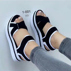Damen sportliche Wedge-Sandalen mit verstellbarem Riemen R&B