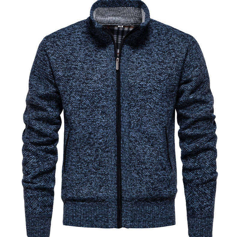 Herren sportliche Strickjacke mit Stehkragen R&B