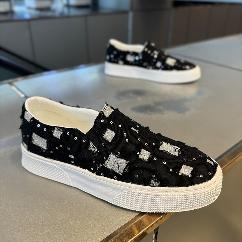 Damen Elegante Slip-On Sneakers mit glitzernden Details R&B