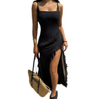 Damen Maxikleid mit seitlichem Schlitz und asymmetrischem Schnitt R&B