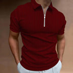 Herren Kurzarm Polo-Hemd mit Reißverschluss und strukturiertem Design R&B