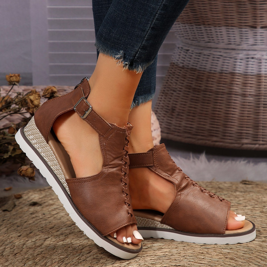 Damen bequeme Plateau-Sandalen mit atmungsaktiven Mesh-Einsätzen R&B