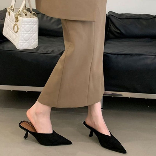 Damen elegante Slingback Mules mit spitzem Design R&B