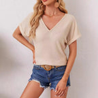 Damen Cropped Strickoberteil mit Häkel-Details R&B