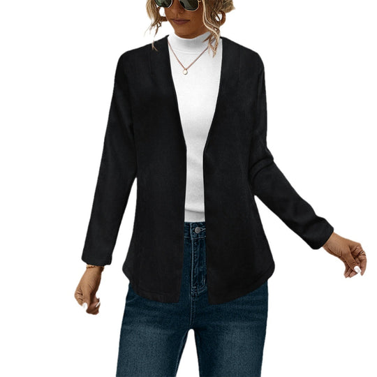 Damen Elegante Longjacke mit weichem Stoff und offenem Schnitt R&B