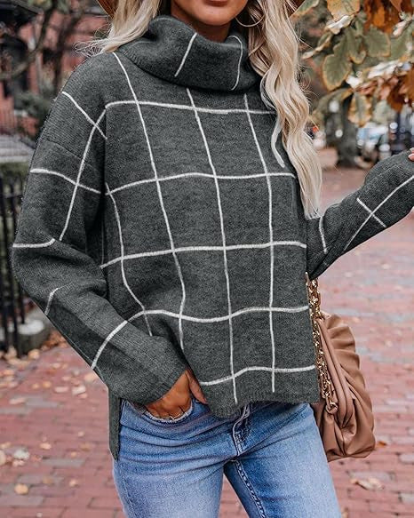 Damen Kariertes Hoodie mit Taschen und lässigem Schnitt R&B