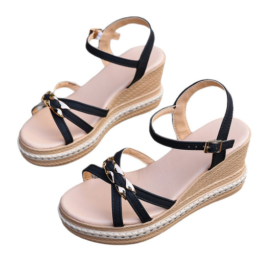 Damen Wedge-Sandaletten mit verstellbarem Riemendesign und komfortablem Fußbett R&B