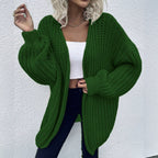 Damen lässiger Grobstrick-Cardigan mit tiefen Taschen und voluminösen Ärmeln R&B