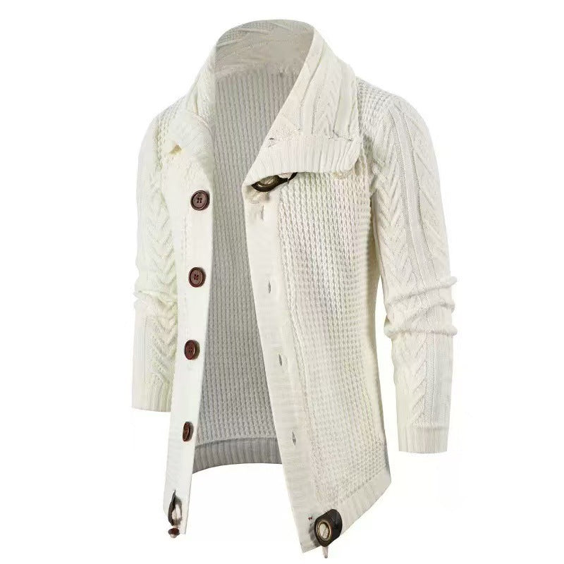 Herren Strickjacke mit Schalkragen und Holzknöpfen R&B