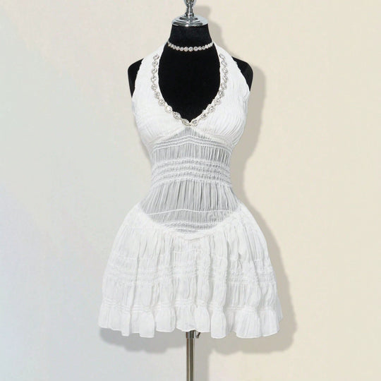 Damen Sommerliches Kleid im romantischen Vintage-Stil mit raffinierten Falten R&B