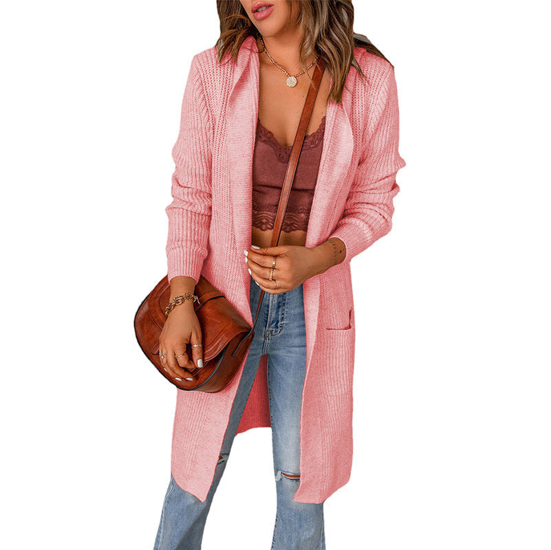 Damen Strickmantel mit offenen Vorderteilen und Taschen R&B
