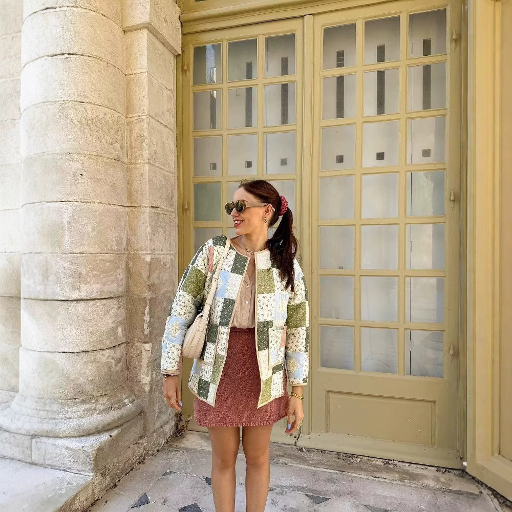 Damen gesteppte Patchwork-Jacke mit praktischen Taschen R&B