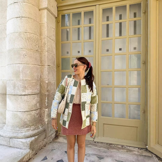 Damen gesteppte Patchwork-Jacke mit praktischen Taschen R&B