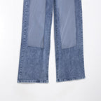 Damen weite Denim-Hose mit Patch-Design R&B