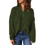 Damen Grobstrickpullover mit Stehkragen und Reißverschluss R&B