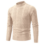 Herren eleganter Strickpullover mit hochgeschlossenem Kragen und Zopfmuster R&B