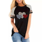Damen T-Shirt mit Herzmotiv und modischem Streifenmix R&B