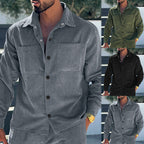 Herren nan gesteppte Cord-Überhemdjacke mit sichtbarer Knopfleiste und Brustpaspeltaschen R&B