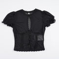 Damen Spitze Oberteil mit Puffärmeln und dekorativen Knopfdetails R&B