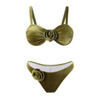 Damen Triangel-Bikini mit verstellbaren Trägern und floralem Detail R&B