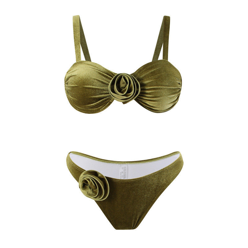 Damen Triangel-Bikini mit verstellbaren Trägern und floralem Detail R&B