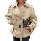 Damen modische Trenchcoatjacke mit Gürtel und großzügigem Schnitt R&B