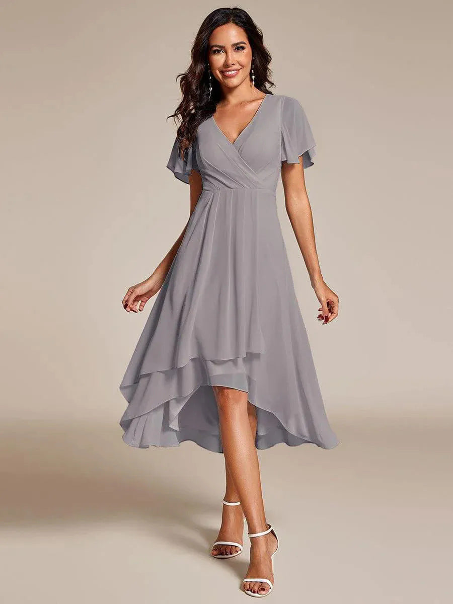Damen Elegantes Wickelkleid mit asymmetrischem Saum R&B