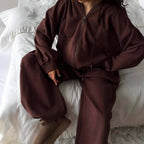 Damen nan weites Lounge-Set mit Zip-Hoodie, Kängurutasche und extraweiter Highwaist-Jogginghose R&B