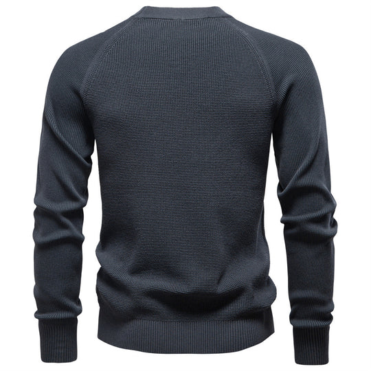 Herren nan mitteldicker Struktur-Strickpullover mit Raglanärmeln und Rippenbündchen R&B