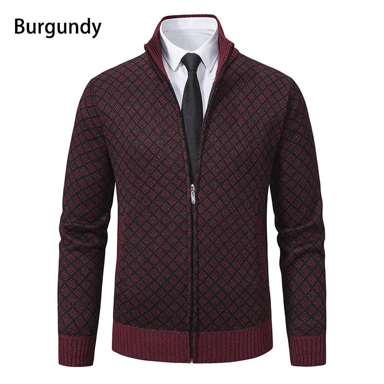 Herren Strickjacke mit modernem Zipper und grafischem Design R&B