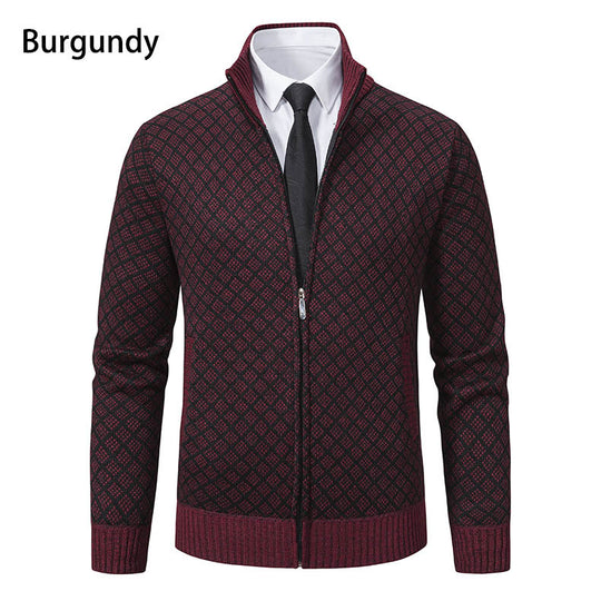 Herren Strickjacke mit modernem Zipper und grafischem Design R&B
