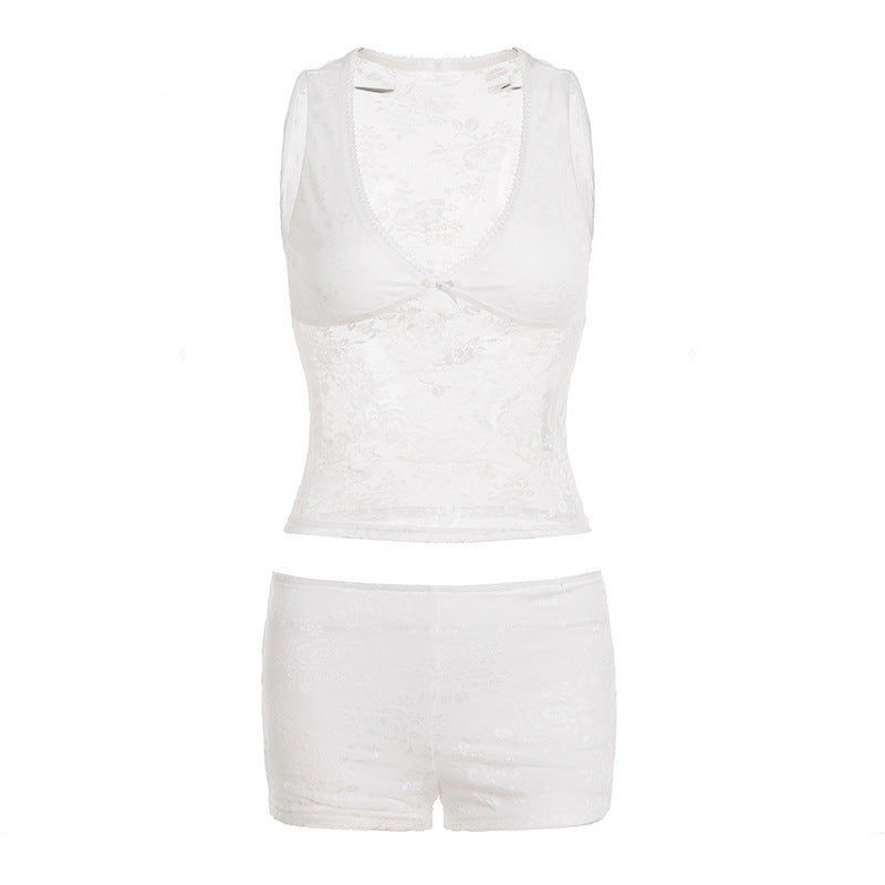 Damen Schlafanzug-Set aus Spitze mit zarten Details R&B