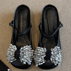 Damen elegante Slingback-Pantoletten mit funkelnden Strassdetails R&B