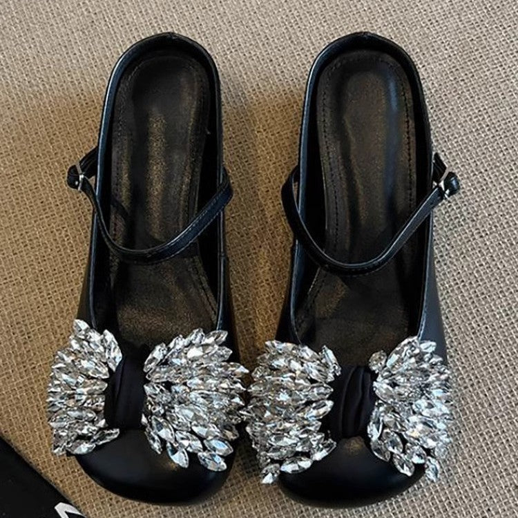 Damen elegante Slingback-Pantoletten mit funkelnden Strassdetails R&B