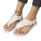 Damen Zehentrenner-Sandalen mit eleganten Blumenapplikationen und komfortablem Fußbett R&B