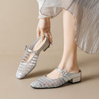 Damen Elegante Mules mit Netzdesign und modischem Riemen