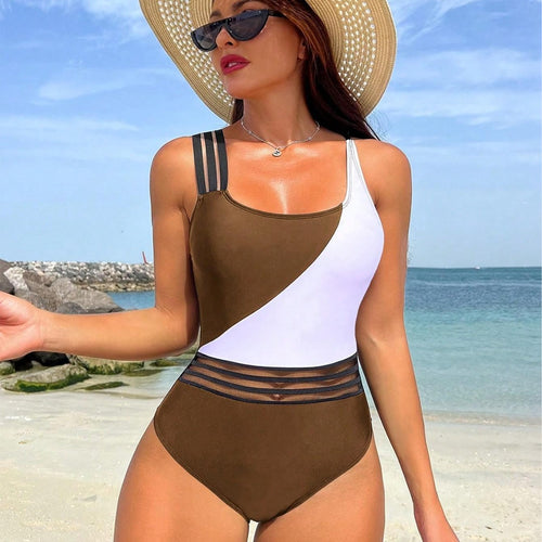 Damen Sportlicher Einteiler Badeanzug mit innovativem Schnitt R&B