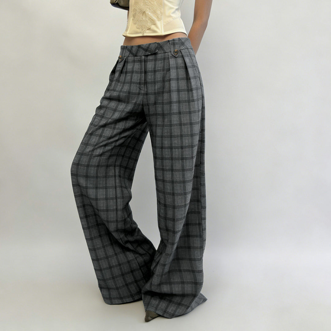Damen Karohose mit weitem Schnitt und durchdachten Details R&B