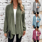 Damen Gestreifter Cardigan mit offenem Schnitt und langen Ärmeln R&B