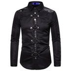 Herren modernes Langarmhemd mit stylischem Ring-Detail R&B