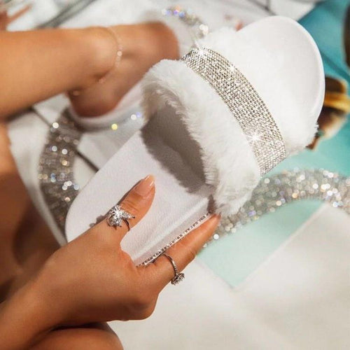 Damen Glamouröse Hausschuhe mit funkelnden Strass-Applikationen R&B
