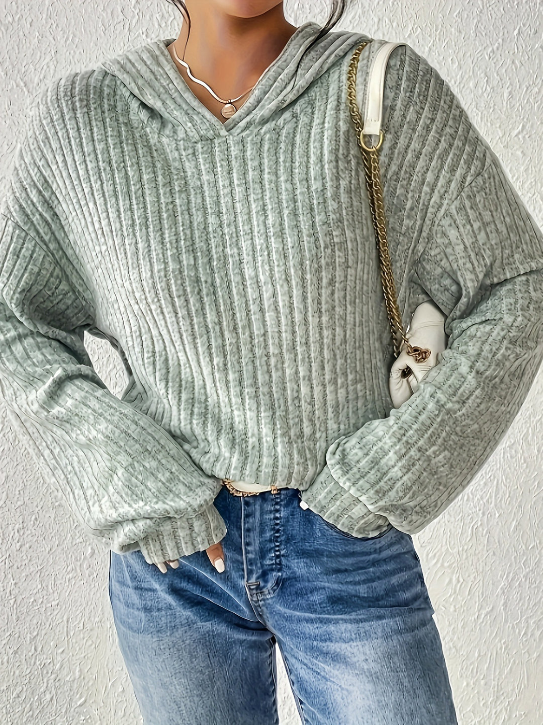 Damen Kapuzenpullover mit Rippstruktur R&B