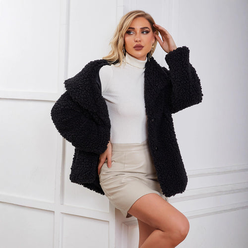Damen Flauschige Teddyjacke mit elegantem Schnitt und praktischen Taschen R&B