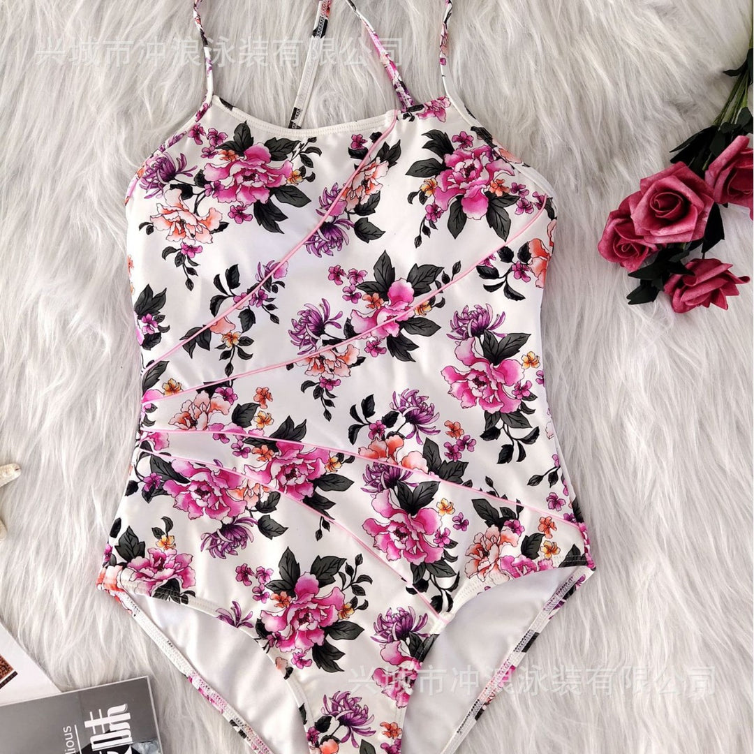 Damen Floraler Sportbadeanzug mit rückenfreier Silhouette R&B