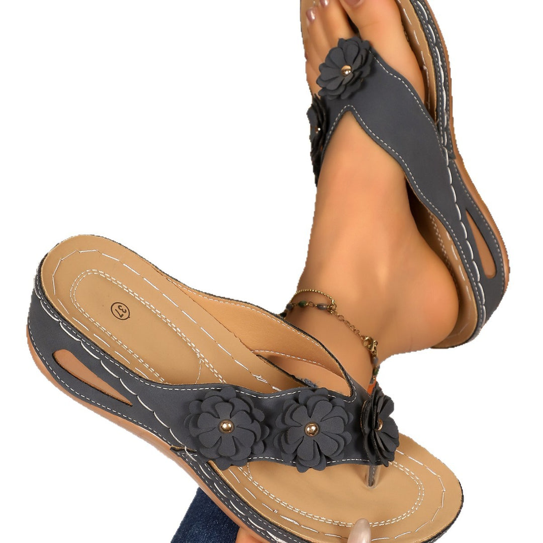 Damen Badeschuhe mit floralem Design und komfortabler Sohle R&B