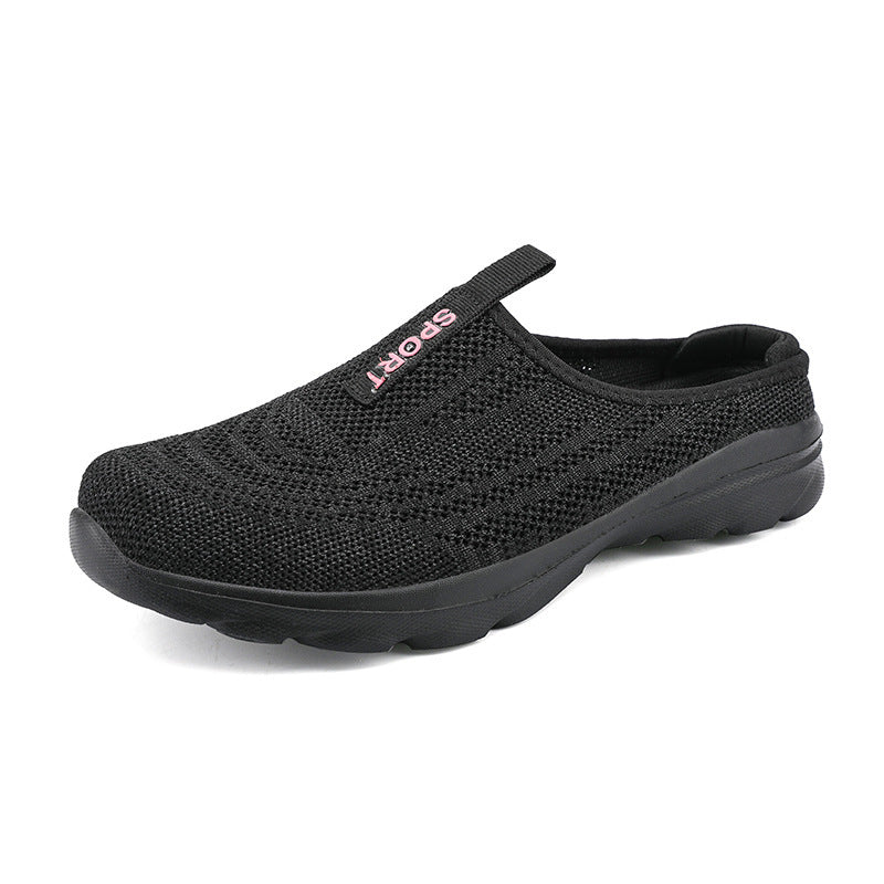 Damen nan gestrickter Mule-Sneaker mit offenem Fersenkragen, elastischem Einstieg und gepolsterter Laufsohle R&B