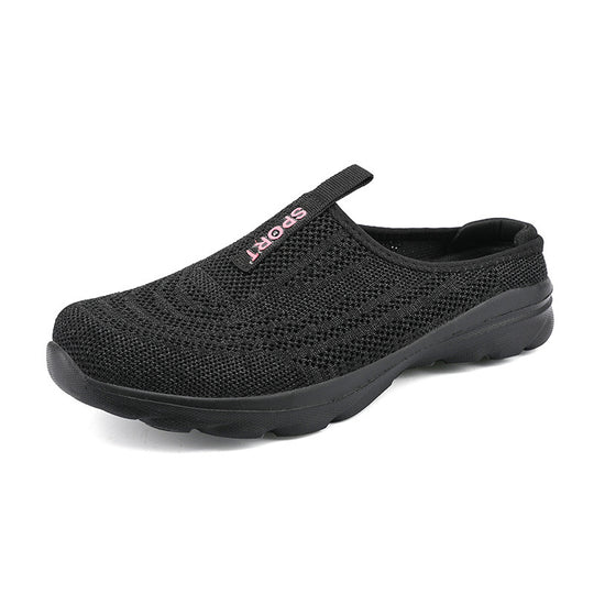 Damen nan gestrickter Mule-Sneaker mit offenem Fersenkragen, elastischem Einstieg und gepolsterter Laufsohle R&B