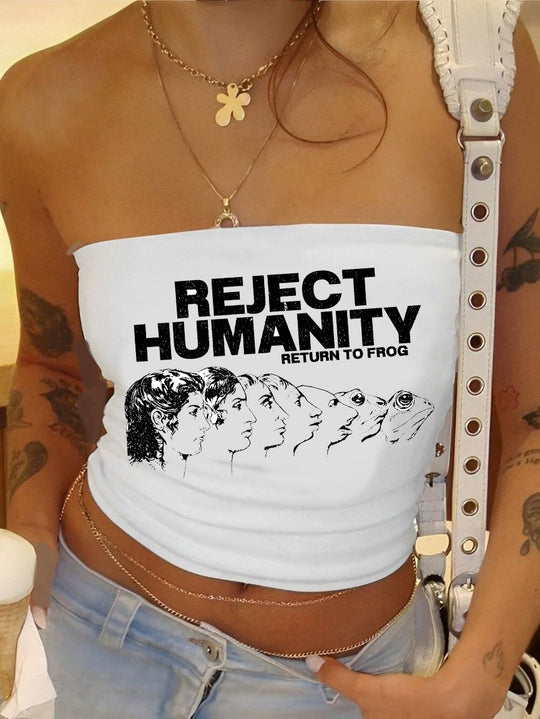 Damen Bandeau-Oberteil mit kreativem Grafikdruck R&B