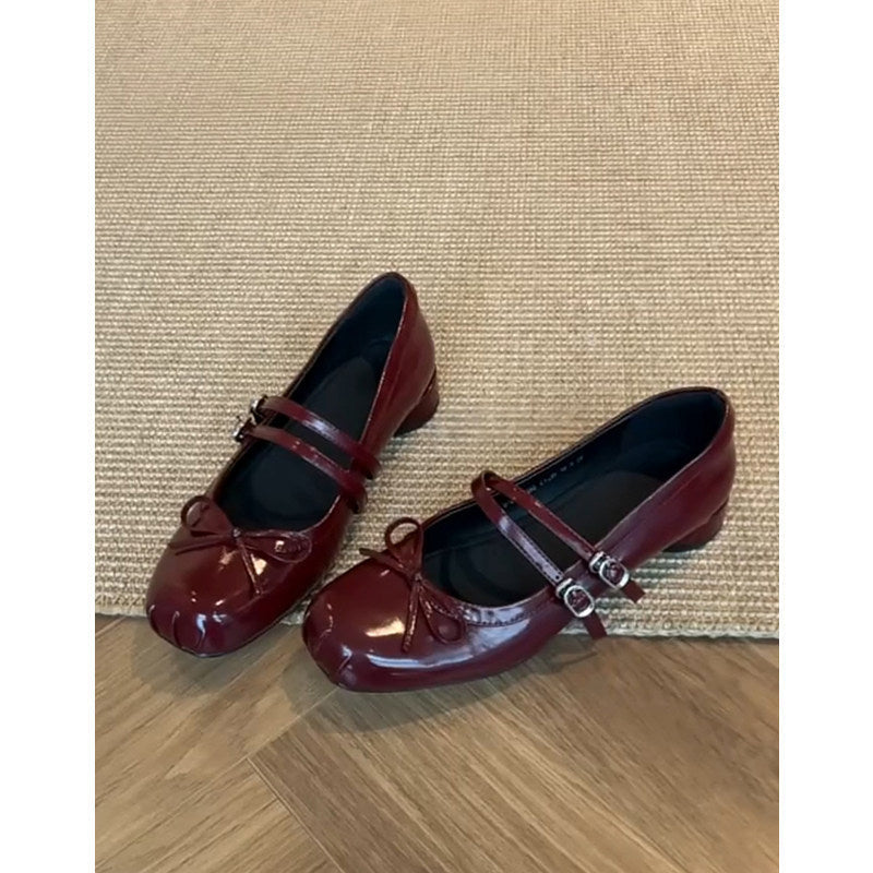 Damen elegante Ballerinas mit doppelt geschnalltem Riemchen und hübschem Schleifendetail R&B